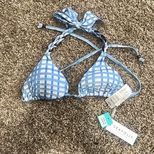 Blue & white checkered seafolly Australia bikini top. Sz 8, but runs small.